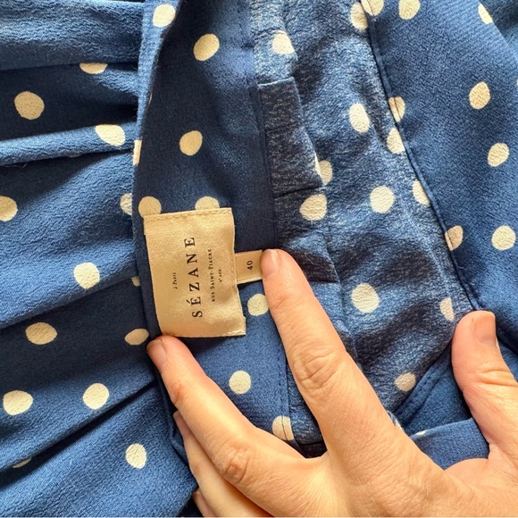 RARE Sezane Nelly Skirt Blue Dotty Size 8 (EU 40) - Picture 6 of 6